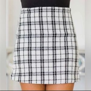 Pink Lily Black and White Plaid Mini Skirt Size Medium